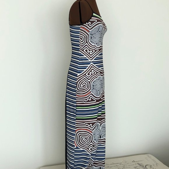 Spaghetti Strap Labyrinth Neoprene Maxi Dress - Picture 2 of 5